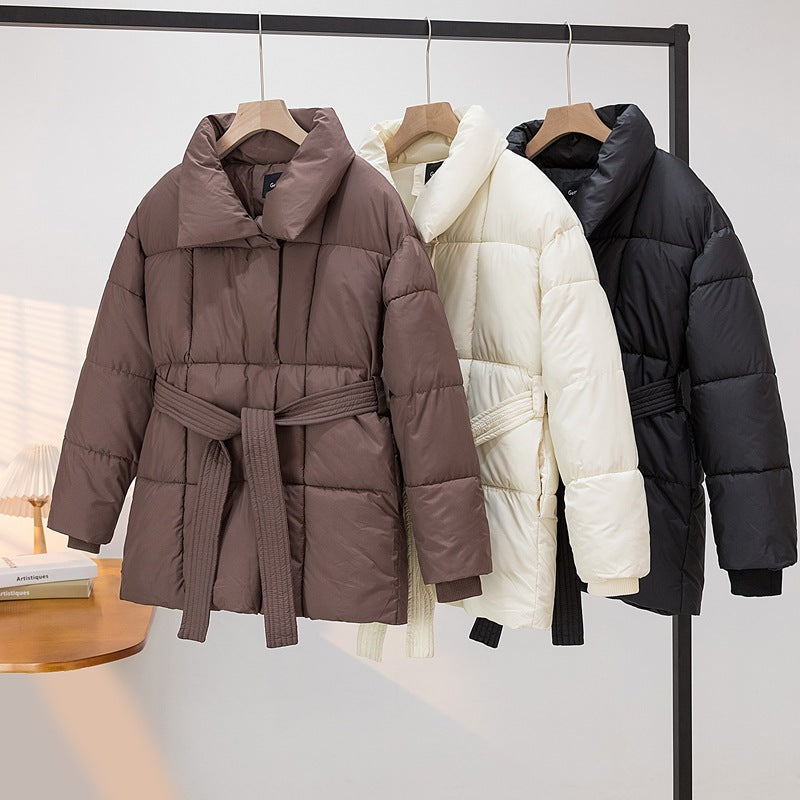 Women's Mid-Length Down Jacket | Loose Fit Winter Coat