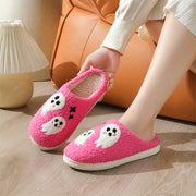 Women's Halloween Cartoon Ghost Cotton Slippers | Non-Slip Winter House Shoes