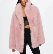Women's Faux Fur Coat | Thick Warm Long Sleeve Jacket