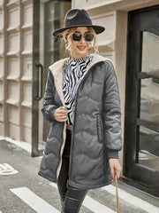 Women's Hooded Slim Fit Fleece Lined Coat | Mid-Length Winter Jacket