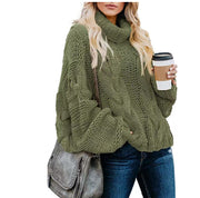 Women's Loose-Fitting Turtleneck Sweater | Long Sleeve Crochet Pullover