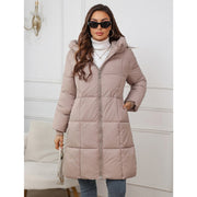 Women's Hooded Mid-Length Thickened Coat | Slim Fit Winter Jacket