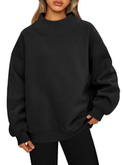 Women's Fleece-Lined High-Neck Sweatshirt | Casual Long Sleeve Pullover