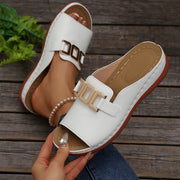 Women's Platform Peep-Toe Wedge Sandals | Chain Detail Slides