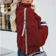 Women's Loose-Fitting Turtleneck Sweater | Long Sleeve Crochet Pullover