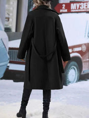 Women's Double-Breasted Trench Coat | Lapel Belted Long Winter Jacket