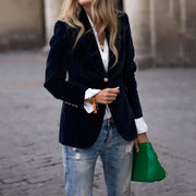 Women's Velvet Lapel Suit Jacket | Slim Single-Breasted Business Blazer