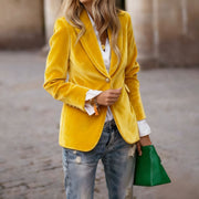 Women's Velvet Lapel Suit Jacket | Slim Single-Breasted Business Blazer