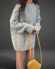 Women's Thickened Mohair & Alpaca Pullover Sweater | Loose Cozy Twist Knit