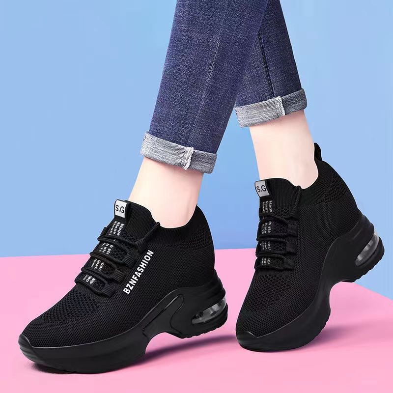 Women's Height Increasing Air Cushion Dad Shoes | Fly Woven Mesh Wedge Sneakers
