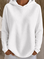 Women's Loose-Fit Solid-Color Hoodie | Long Sleeve Pullover