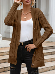 Women's Twist Knit Single-Breasted Cardigan – Casual