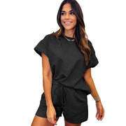 Women's Casual Suit – Plaid Waist-Cinching Top & Shorts Set