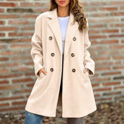 Chic Street Style Autumn And Winter Long-sleeved Lapel Double-breasted Wool Coat Jacket