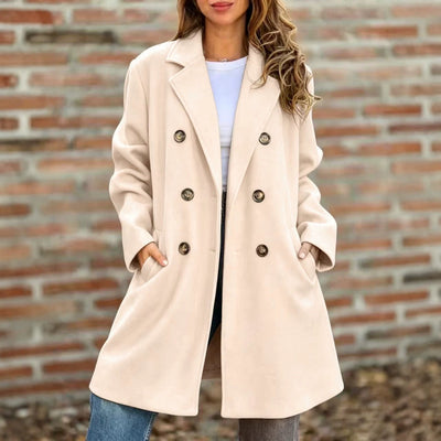 Chic Street Style Autumn And Winter Long-sleeved Lapel Double-breasted Wool Coat Jacket
