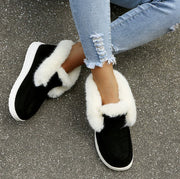 Women's Large Size Round Toe Cotton Shoes | Flat Casual Warm Flats