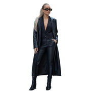Faux Leather Long Coat | Women's Loose Urban Jacket