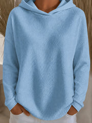 Women's Loose-Fit Solid-Color Hoodie | Long Sleeve Pullover
