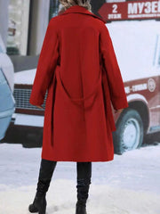 Women's Double-Breasted Trench Coat | Lapel Belted Long Winter Jacket
