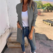 Women's Waterfall Lapel Open Front Coat | Long Sleeve Loose Mid-Length Jacket