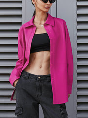 Women's Long Sleeve PU Leather Shirt Coat | Fashion Outerwear