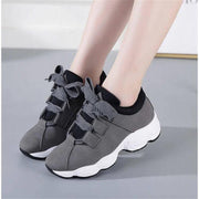 Women's New Style White Casual Shoes | Thick Sole Lace-Up Sneakers