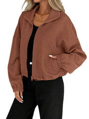 Women's Loose High Collar Zip-Up Jacket | Autumn Winter Outerwear