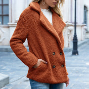 Women's Loose Lapel Fluffy Coat | Winter Button Outwear