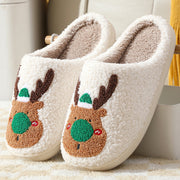 Women's Elk Print Winter Slippers | Soft Cozy House Shoes
