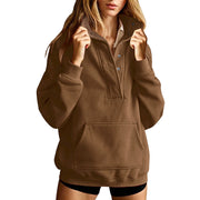 Women's Loose-Fit Solid Color Sweatshirt | Long Sleeve Pullover with Pockets