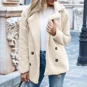Women's Loose Lapel Fluffy Coat | Winter Button Outwear