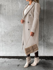 Women's Double Breasted Lapel Winter Coat | Slim Fit Long Jacket