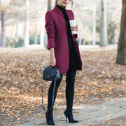 Women's Stand-Up Collar Woolen Blazer | Classic Cardigan Jacket