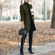 Women's Stand-Up Collar Woolen Blazer | Classic Cardigan Jacket