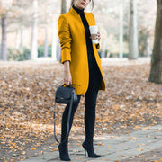 Women's Stand-Up Collar Woolen Blazer | Classic Cardigan Jacket