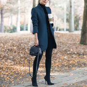 Women's Stand-Up Collar Woolen Blazer | Classic Cardigan Jacket
