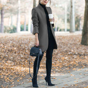 Women's Stand-Up Collar Woolen Blazer | Classic Cardigan Jacket