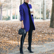 Women's Stand-Up Collar Woolen Blazer | Classic Cardigan Jacket