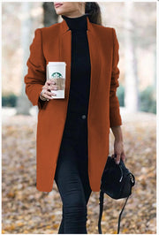 Women's Stand-Up Collar Woolen Blazer | Classic Cardigan Jacket