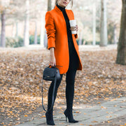 Women's Stand-Up Collar Woolen Blazer | Classic Cardigan Jacket