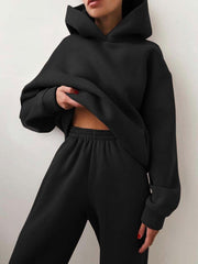 Women's Hooded Sweater Two-Piece Tracksuit | Casual Knit Set