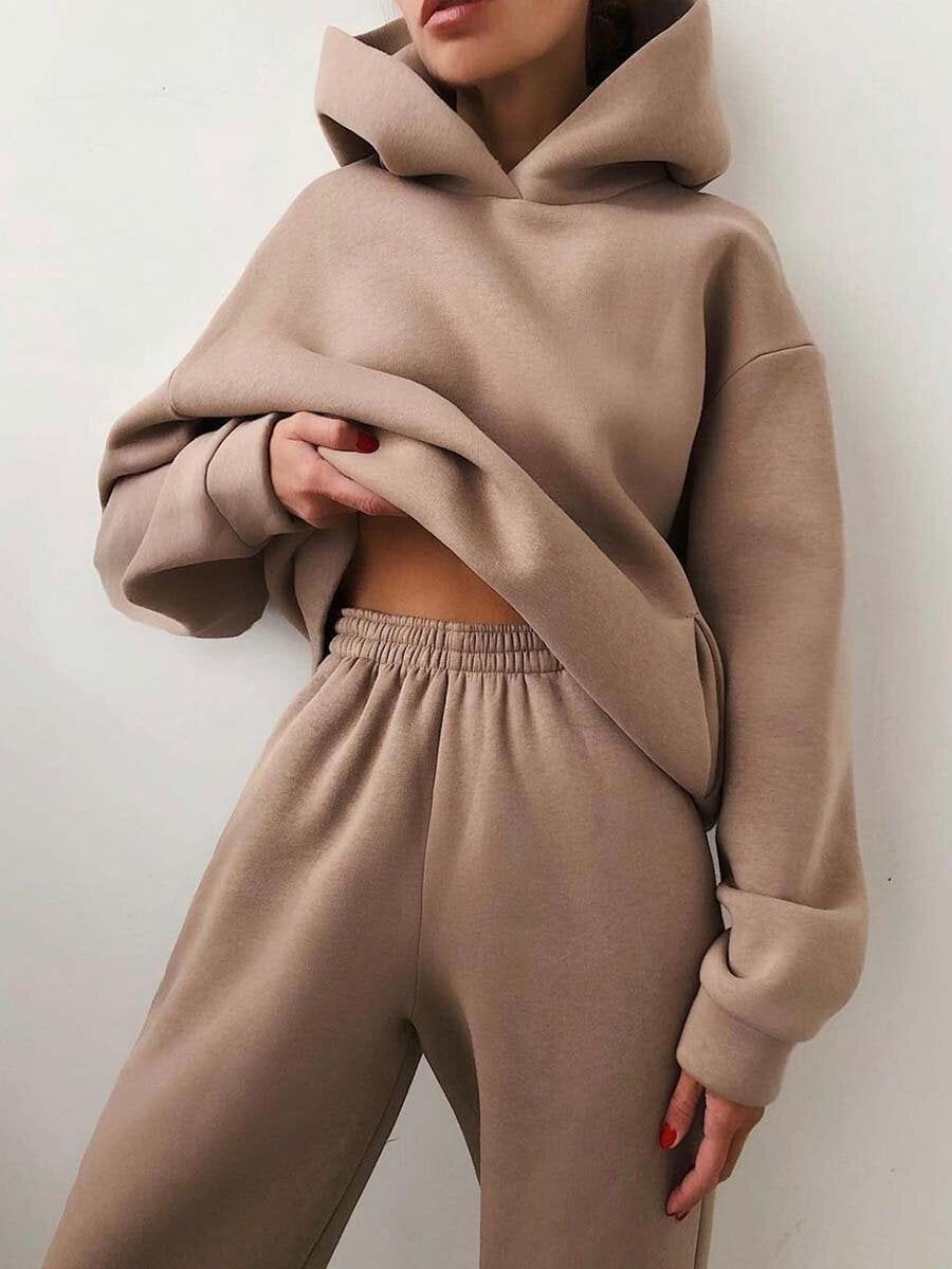 Women's Hooded Sweater Two-Piece Tracksuit | Casual Knit Set