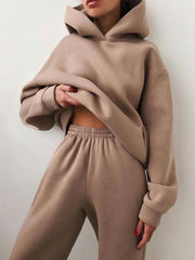 Women's Hooded Sweater Two-Piece Tracksuit | Casual Knit Set
