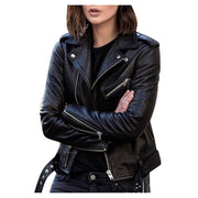 Women's Street Style Faux Leather Zip-Up Jacket | Outerwear