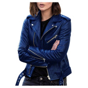 Women's Street Style Faux Leather Zip-Up Jacket | Outerwear