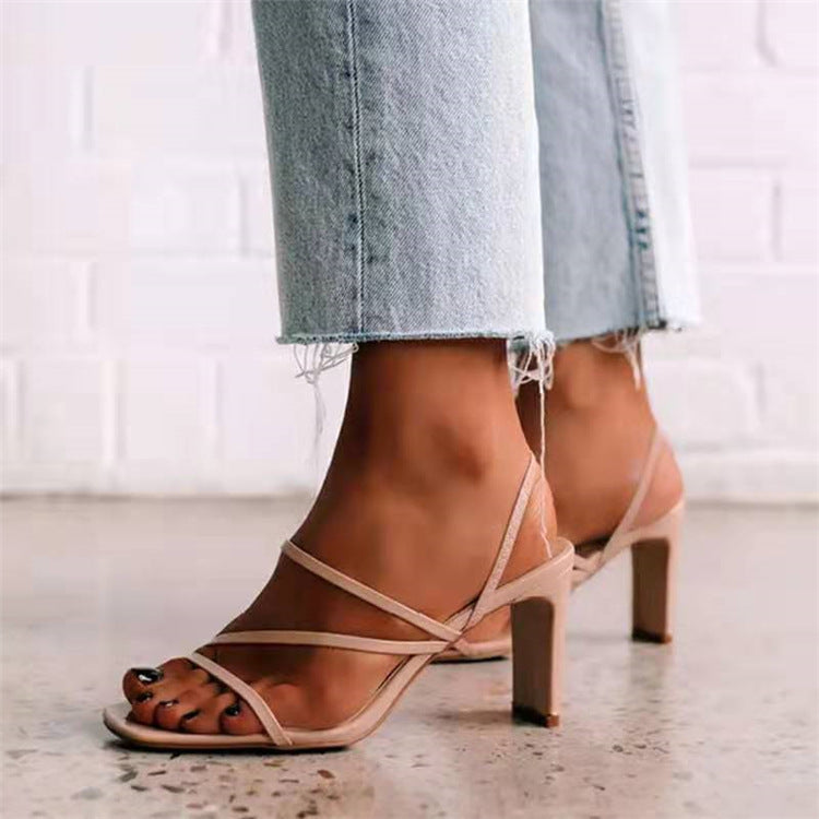 Women's Plus Size Stiletto Sandals | Fish Mouth Cross-Belt High Heels