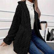 Women's Hooded Fuzzy Fleece | Button Down Plush Winter Cardigan