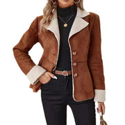 Women's Warm Faux Fur Lapel Jacket | Casual Pocket Outerwear