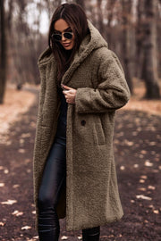 Women's Faux Fur Coat | Warm Hooded Long Teddy Jacket