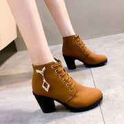 Women's Versatile High Heel Boots | Chunky British Style Boots
